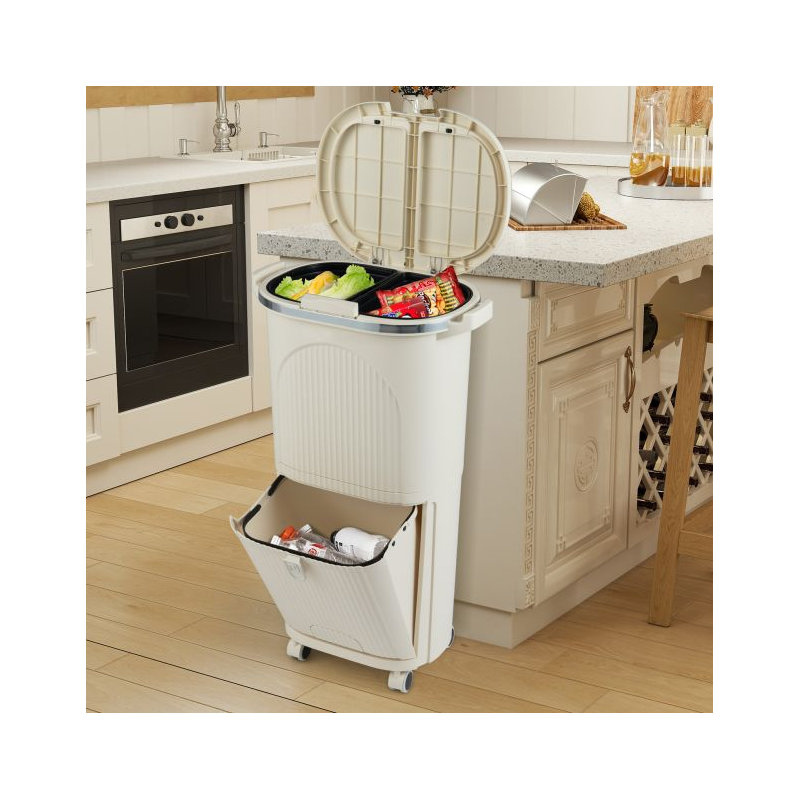 Plastic Waste Bin, Beige