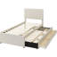Lit plateforme tapissier simple avec lit gigogne Stripe, lit gigogne beige et 3 tiroirs