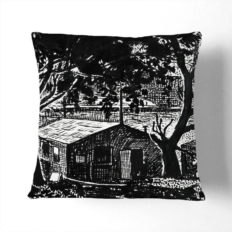House In The Woods Square Throw Cushion, White, 40cm H x 40cm W x 15cm D