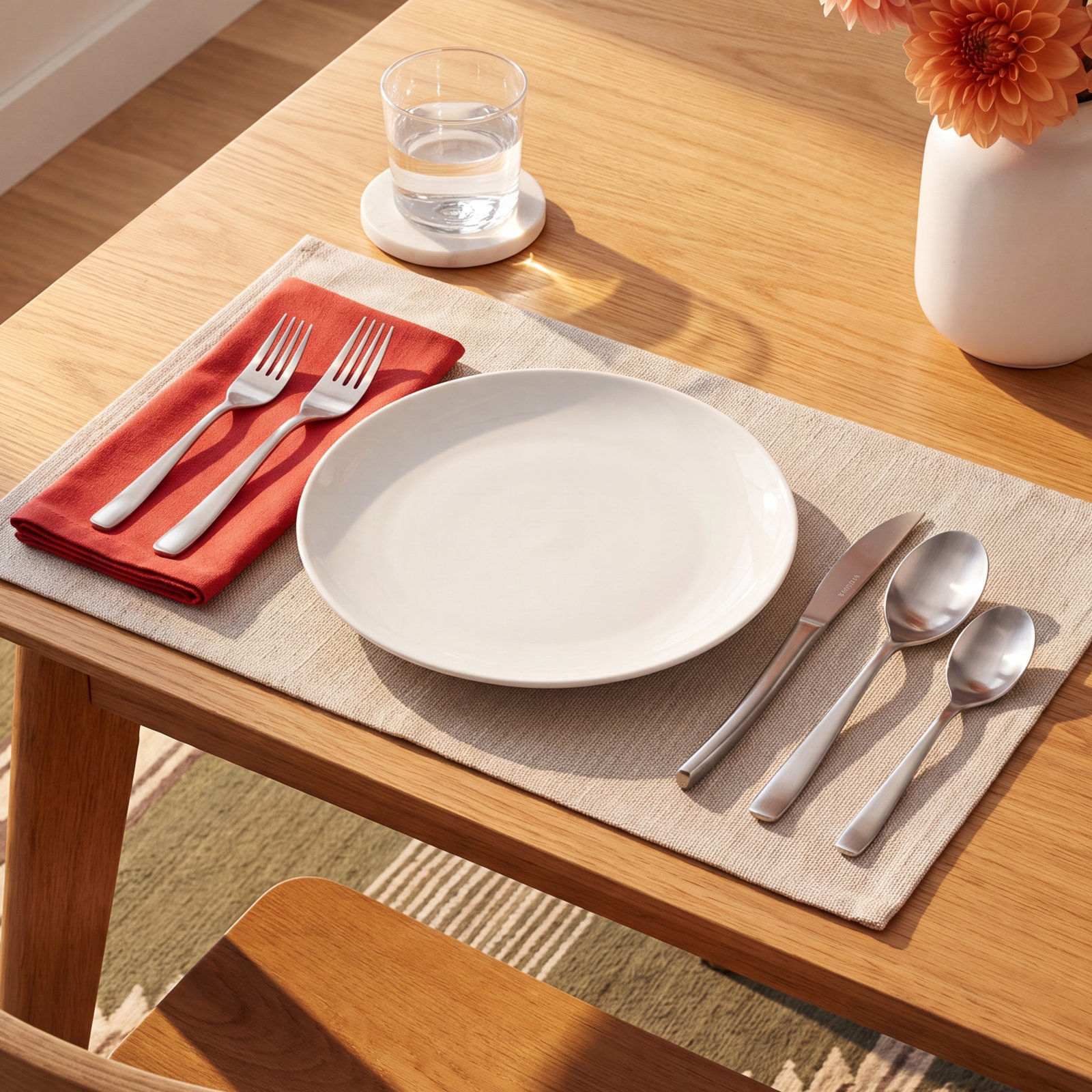 Curved Flatware Set - Service for 4, Stainless Steel