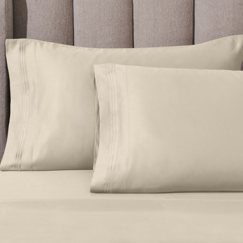 Taie d'oreiller en satin de coton égyptien de luxe à densité de tissage 1000 fils Arling, Ivoire ivoire