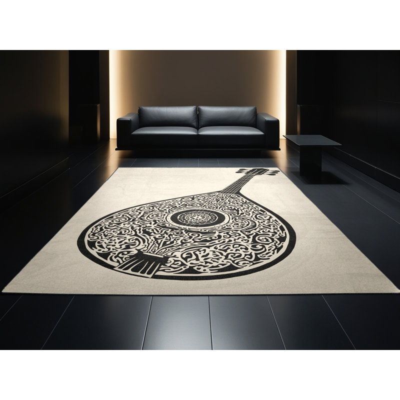 Machine Washable Osnas Oud Traditional Oriental Rug in Beige – Black Binding, 2x5