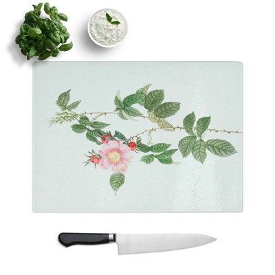 Glass Dog Rose in Pink by Pierre-Joseph Redoute Chopping Board
