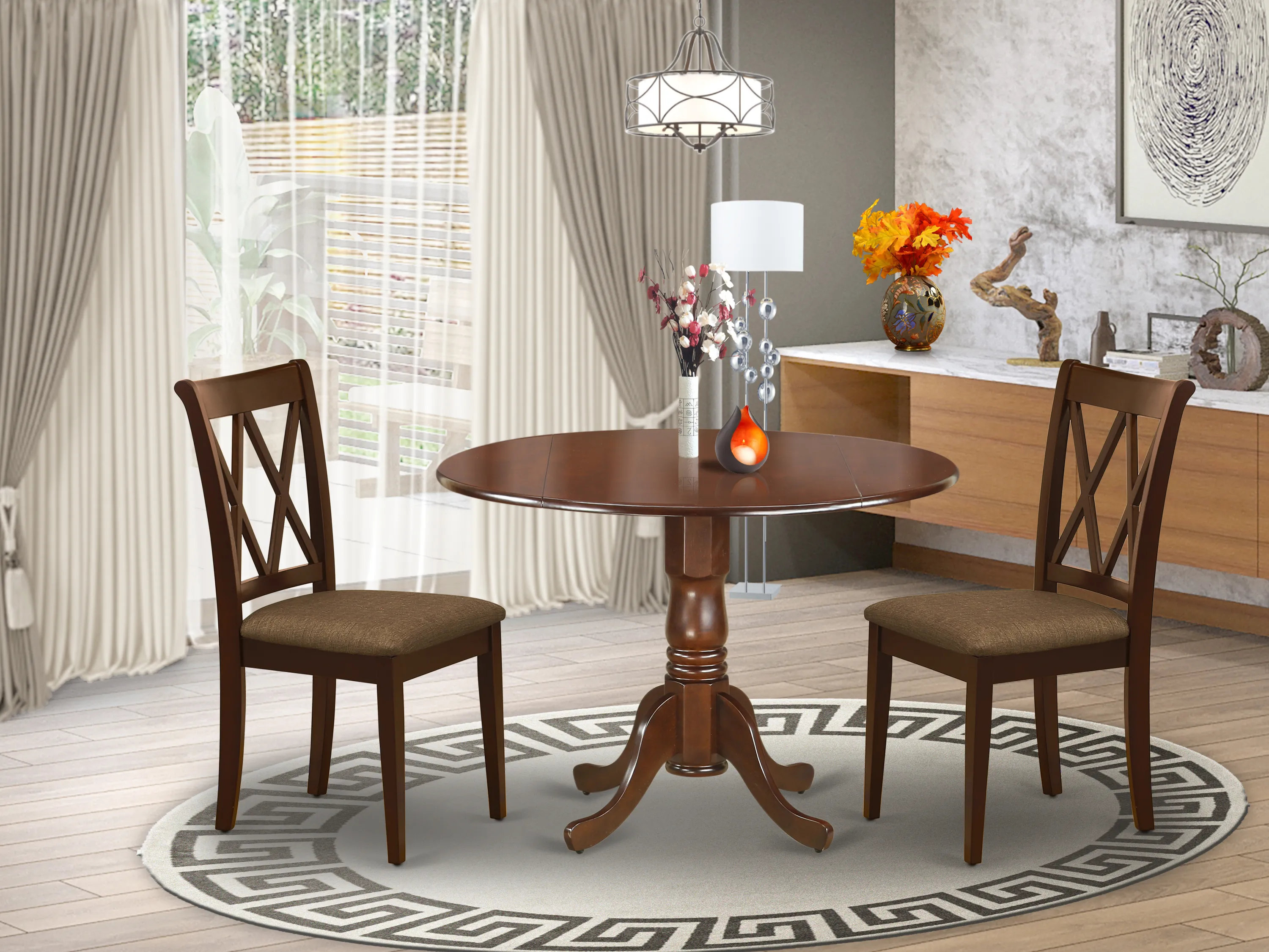 3 - Piece Extendable Solid Wood Pedestal Dining Set