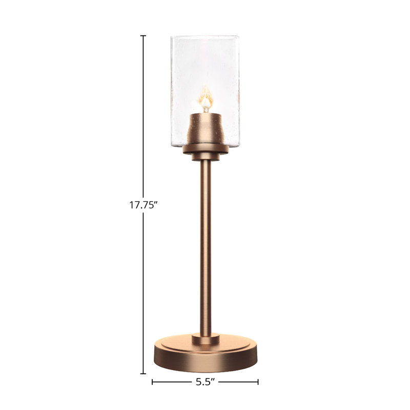 Aneka Accent Lamp Shown With 4" Square Clear Bubble Glass, New Age Brass