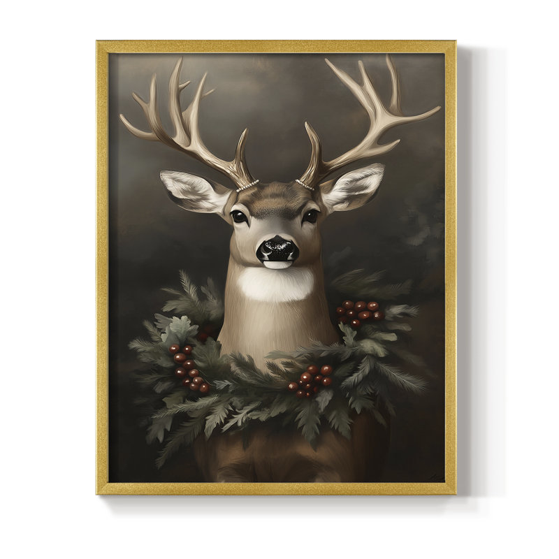Art des Fêtes de Noël, série 2, impression encadrée CCIX - bois massif, H 15 po x l 12 po, Doré