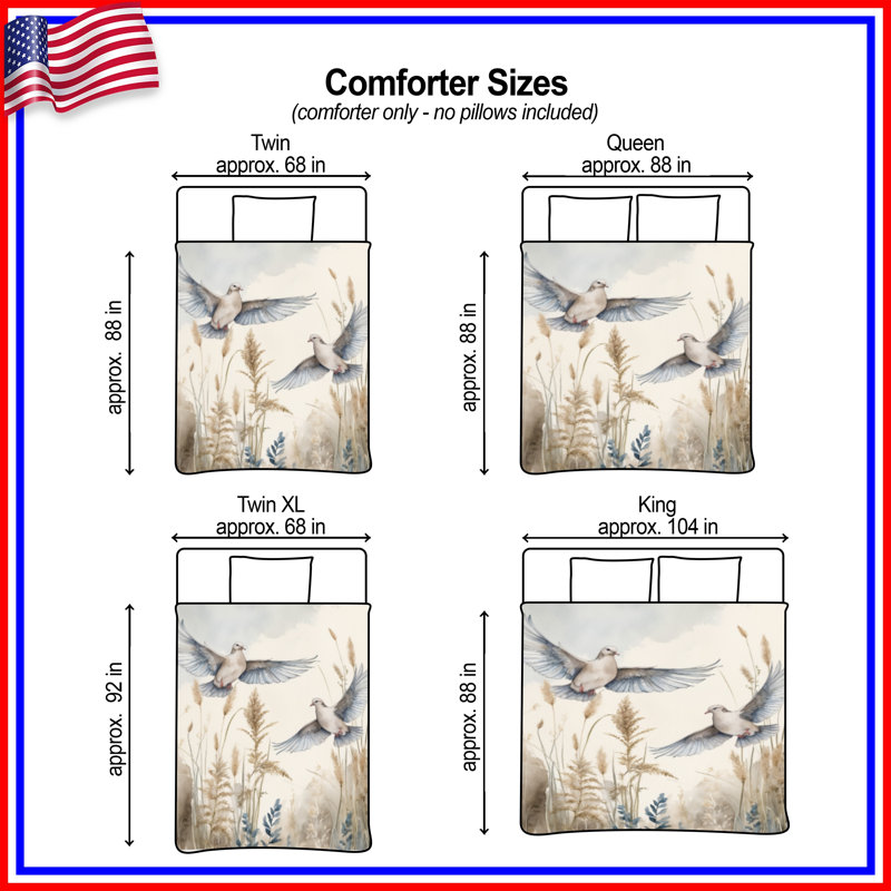 Doves Flying Over Grass Comforter, Twin Extra Long