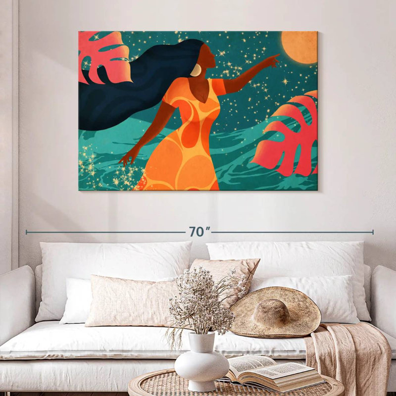 Latina chassant le clair de lune, H 32 po x l 48 po