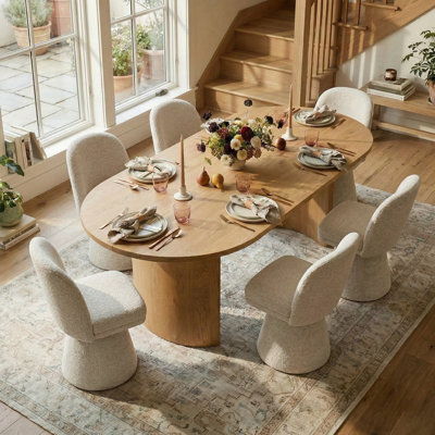 Upholstered Fabric 360° Swivel Dining Chair (6-Pack)