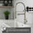  Commercial Single Handle High-Arc Kitchen Faucet with Pull-Down Spring Spout-122654020