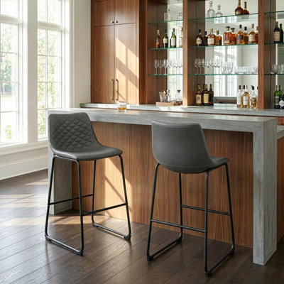 Upholstered Counter Stool with Metal Frame