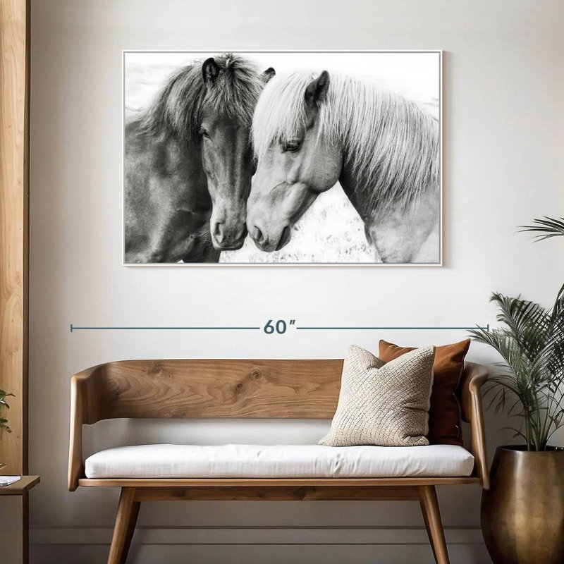 Sweet Horse Love, 46 po x 31 po, Cadre flottant blanc