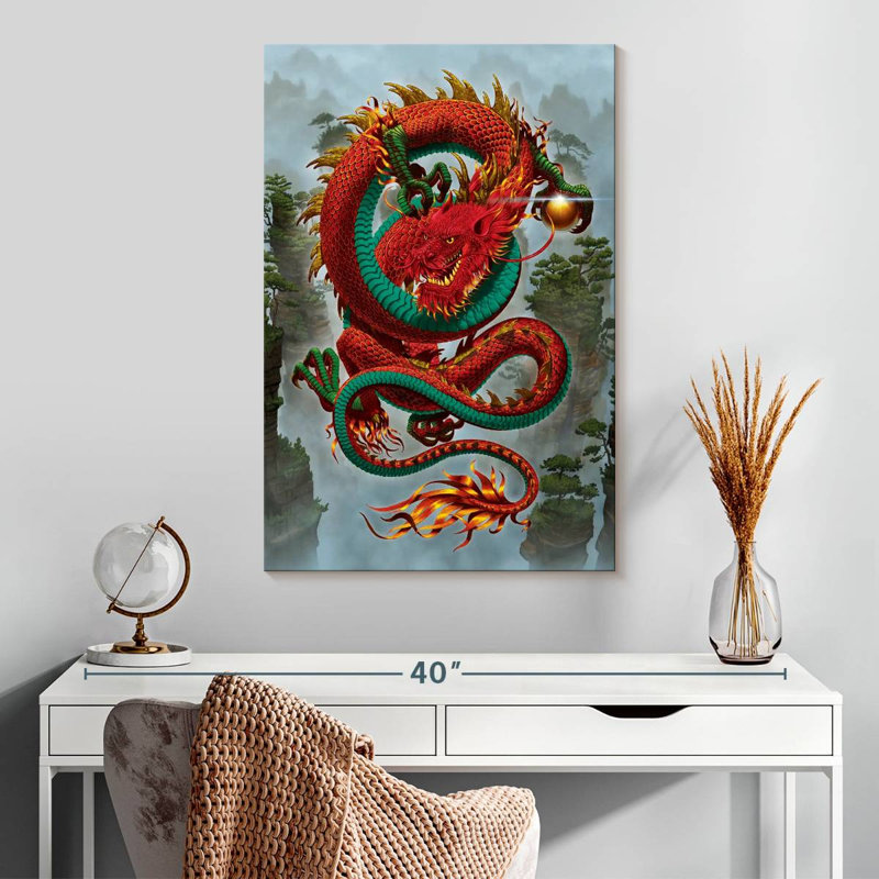 Brampt Good Fortune Dragon Red, 30" H x 20" W
