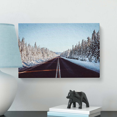 Road Through A Forest In Canada - Wrapped Canvas Print