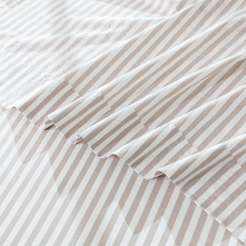 Ensemble de draps 100% coton lavé MooMee, Ensemble de draps pour grand lit avec 2 taies d'or