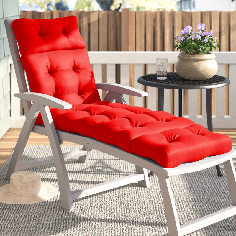 Shipton Outdoor Tufted Chaise Lounge Cushion, Salsa