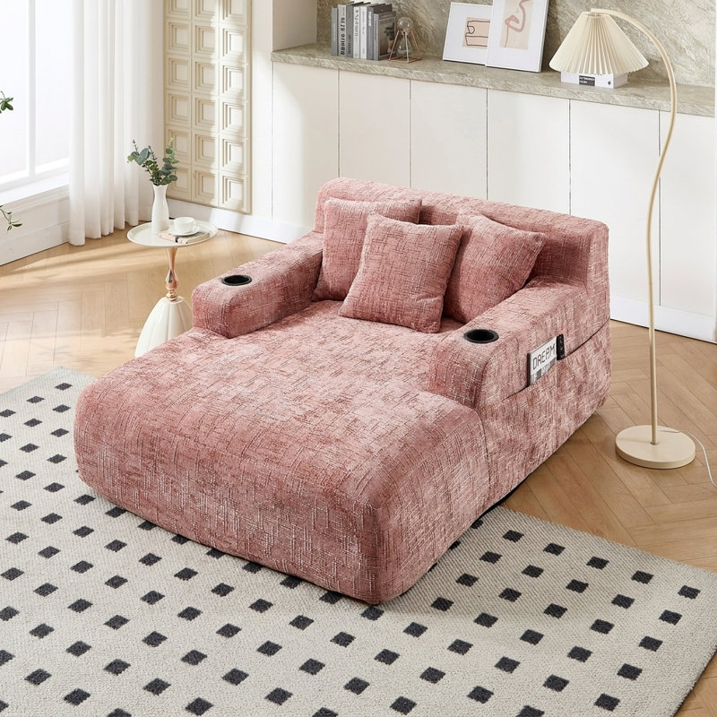 Canapé-lit Chenille, Pink