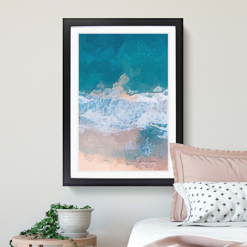 View of Dee Why Beach in Australia in Abstract - Picture Frame Graphic Art Print, Black, 50cm H x 35cm W x 2cm D