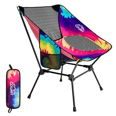 Chaise de camping portable, chaise pliante ultralégère légère de 2,4 lb, chaise de randonnée avec poches latérales pour la randonnée à l'extérieur, voyage, supporte 350 lb