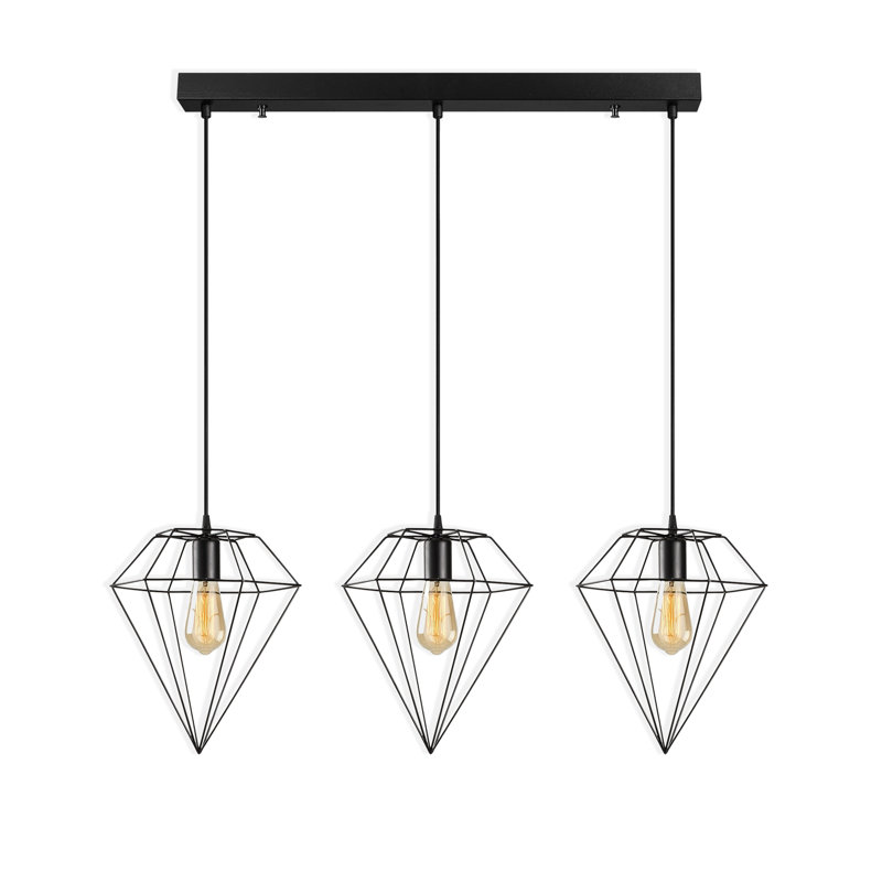 Luminaire suspendu pour îlot de cuisine 3 lumières à hauteur réglable
