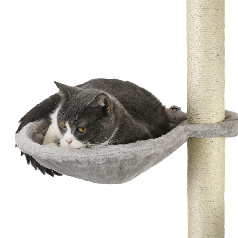 4 Piece Cat Wall Furniture Hammock Ladder Steps Plush Sisal Grey