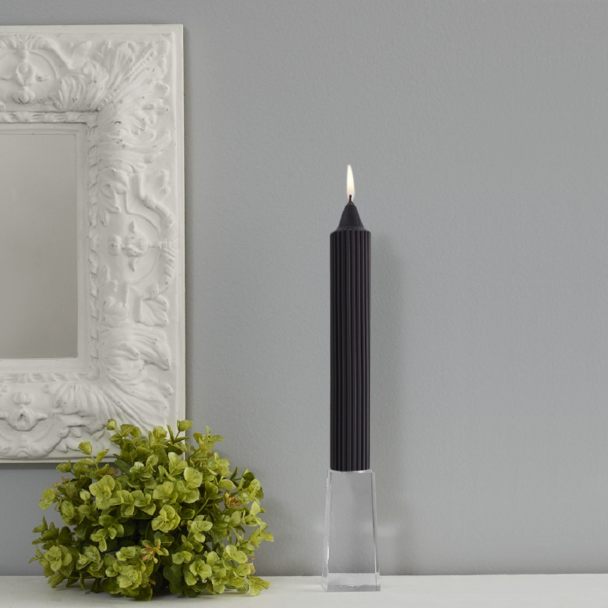 Unscented Taper Candle, 9" H x 1.25" W x 1.25" D, Black
