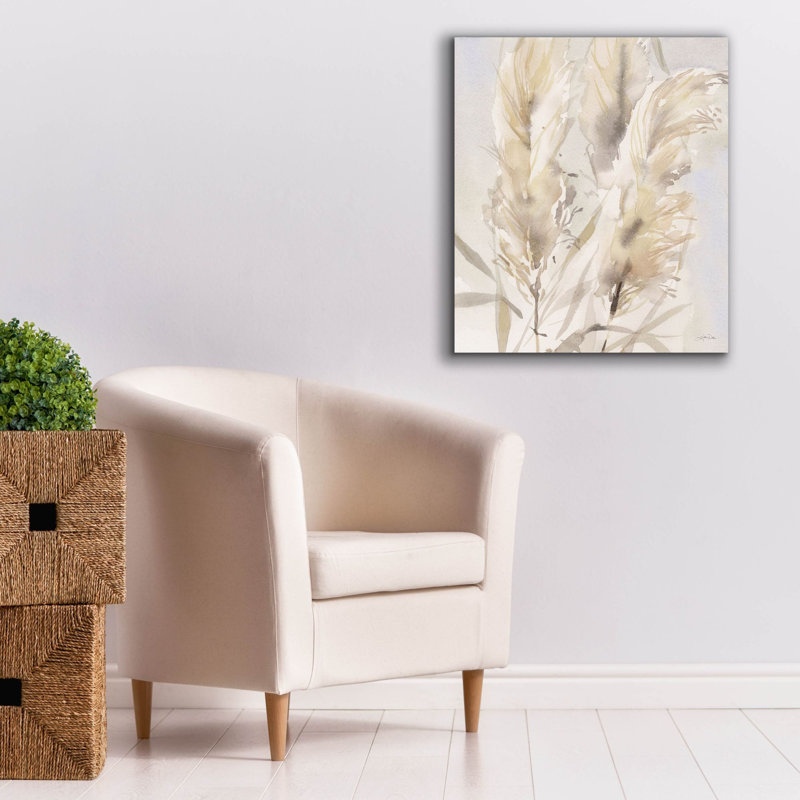 «Light Pampas Grasses 2» par Katrina Pete, art mural sur toile, H 30 po x l 26 po x P 1,5 po