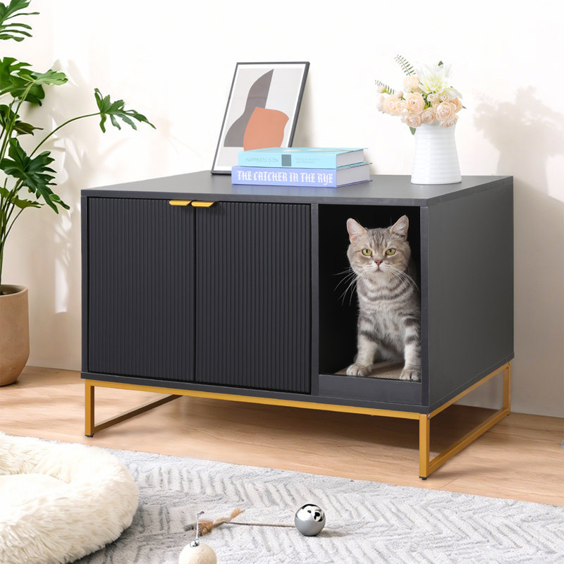 Litière pour chat avec lit à griffes Modern, Noir