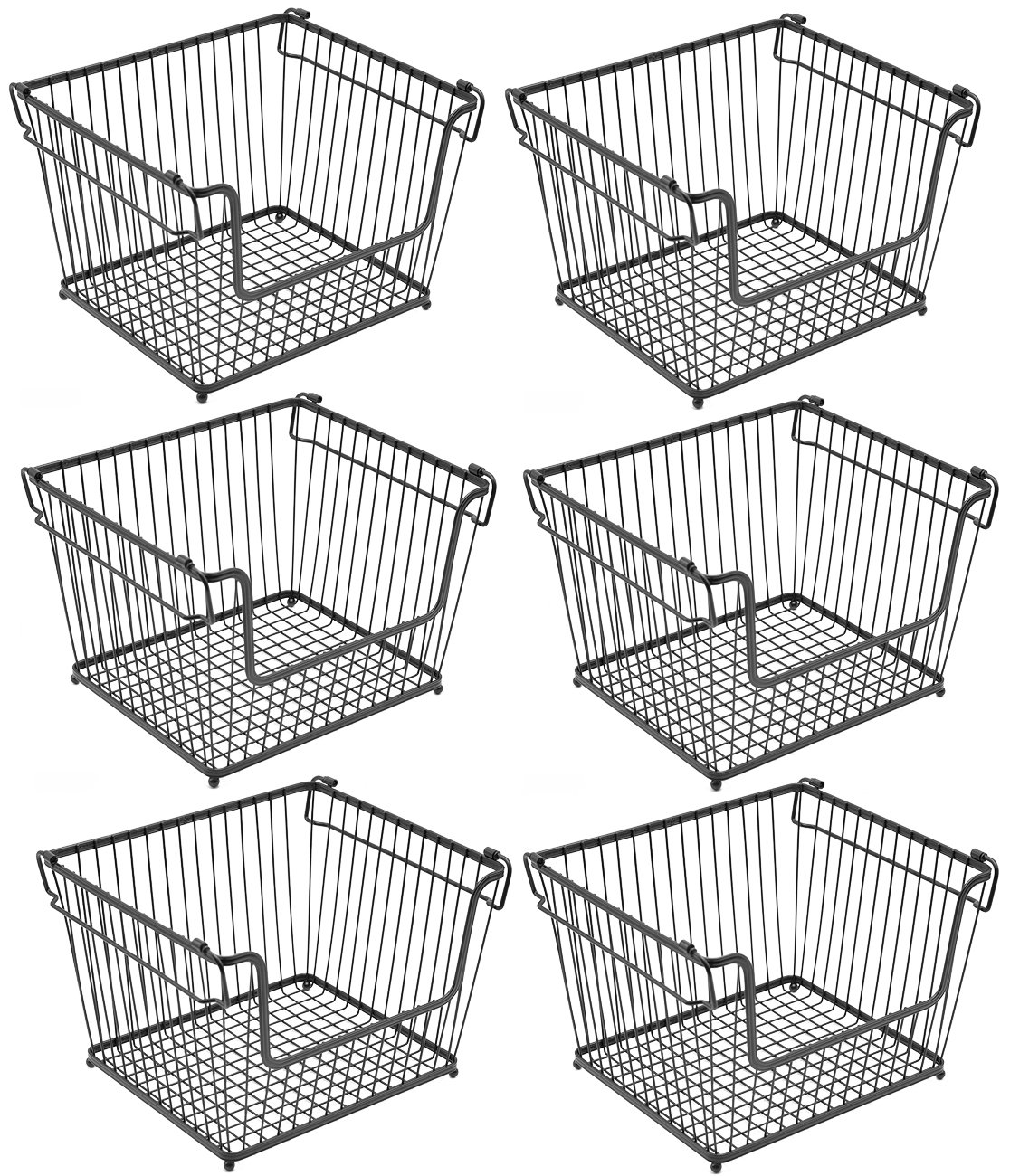 Stackable Metal Storage Basket Set, Black