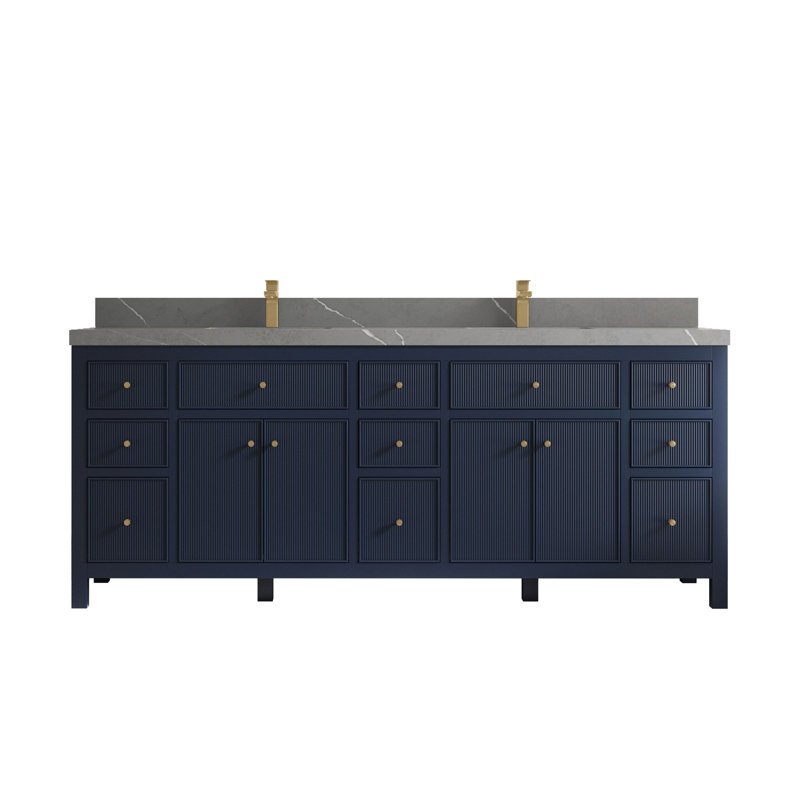Ensemble de meuble-lavabo double 84 po Sonoma, Gris Piatra