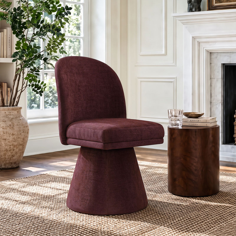 Fauteuil pivotant rembourré en tissu, Vin