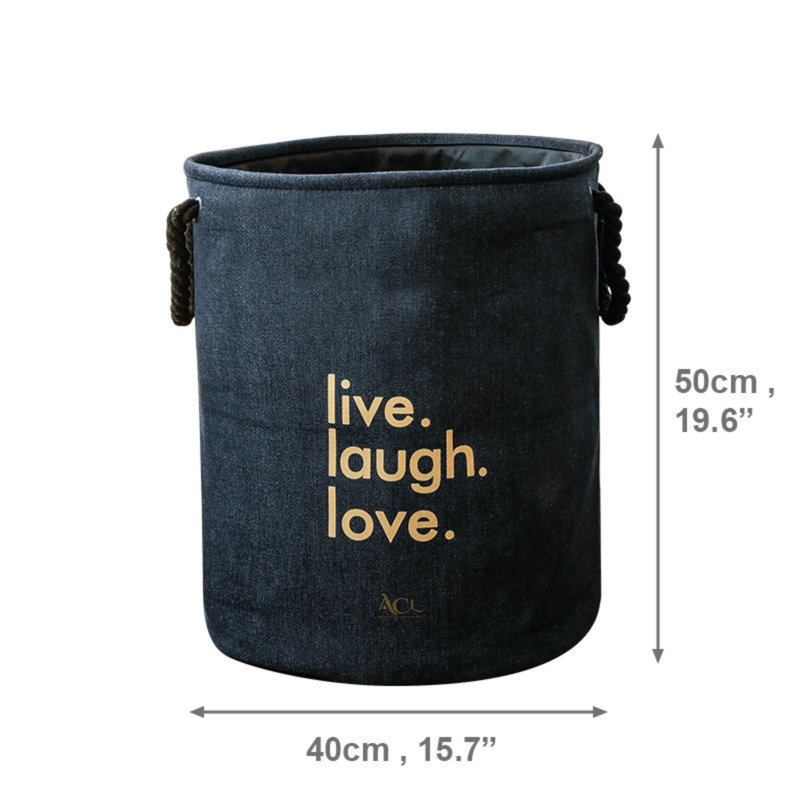 Happy Larry Fabric Decorative Basket, Navy Blue