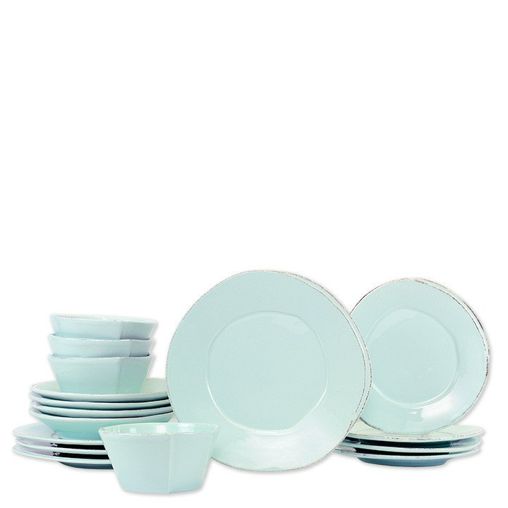 Lastra Handmade Italian Stoneware Dinner Plate, Aqua