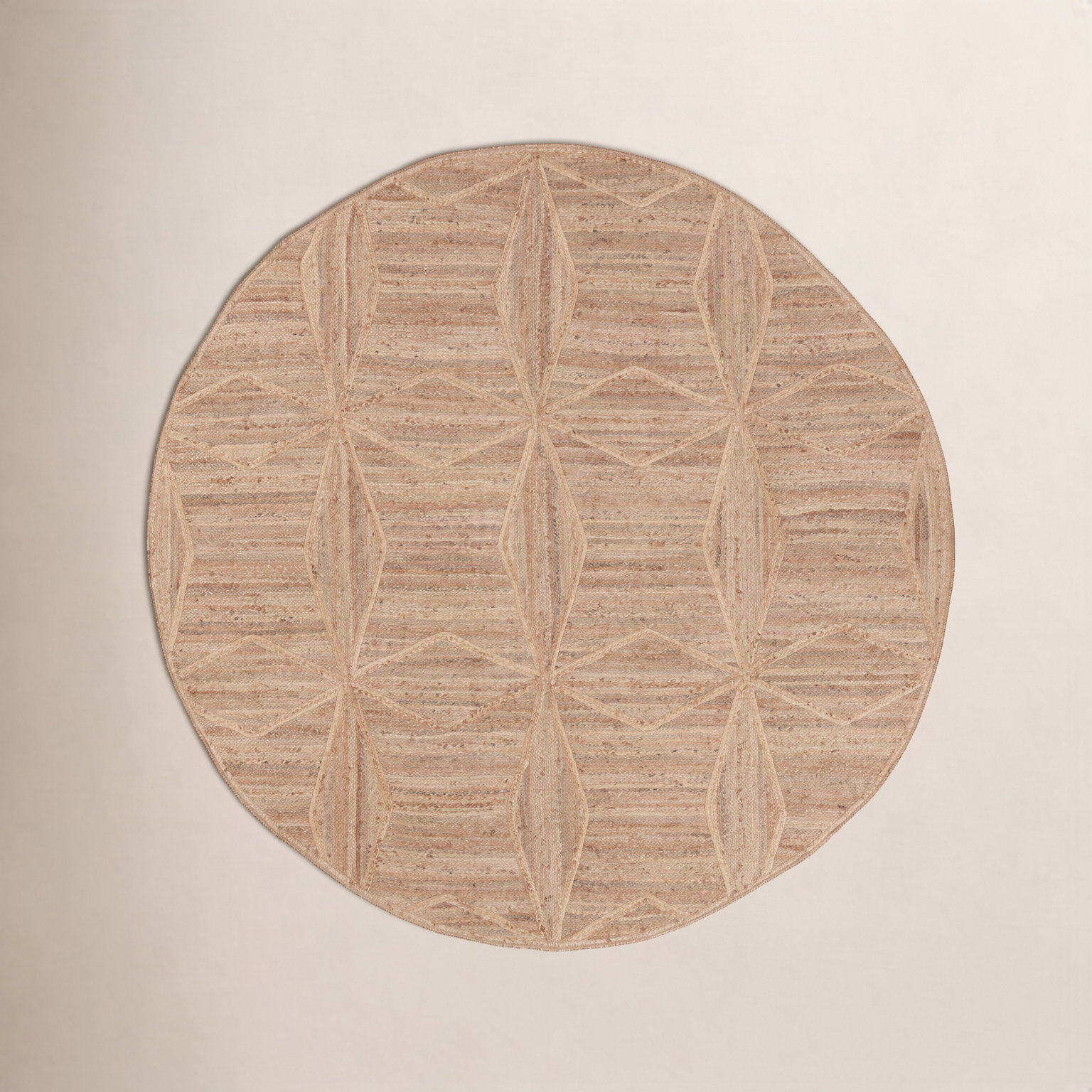 Knox Beige Hand-Woven Geometric Jute Rug, Round 8'