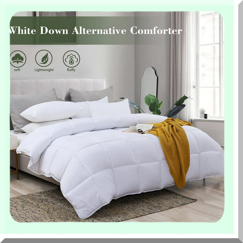 Plush White Twin Comforter - Lightweight Fiber Fill Duvet Insert for Twin Beds - Soft & Cozy 68x90 Inches - All-Season Bedding Solution