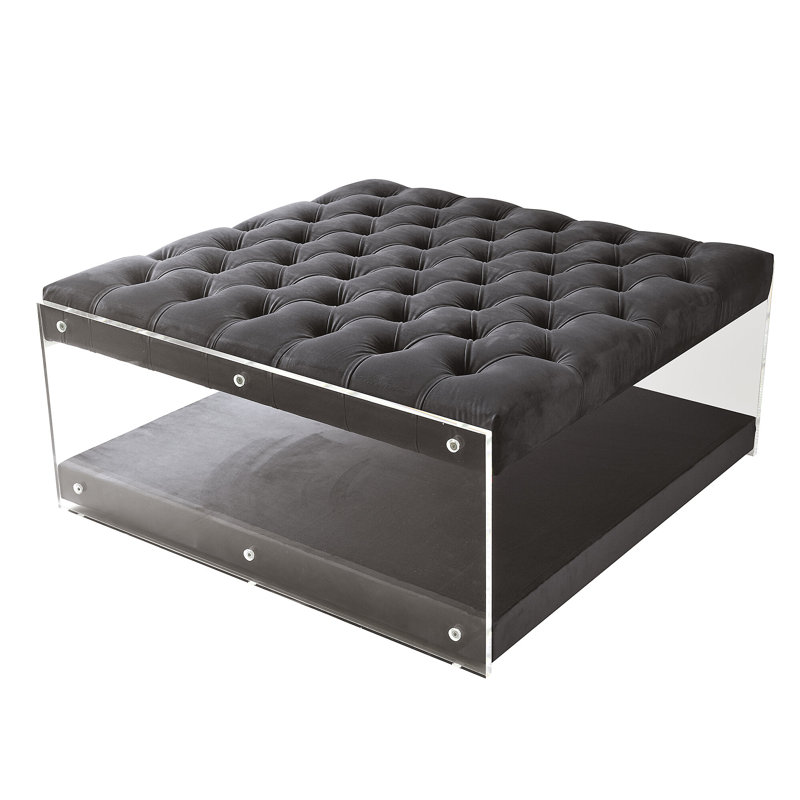 Repose-pieds avec rangement Mote, Velours Gris