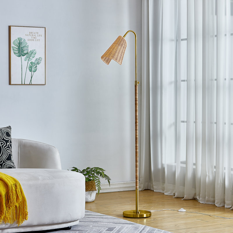 65'' Arched Rattan Floor Lamp For Living Room/bedroom