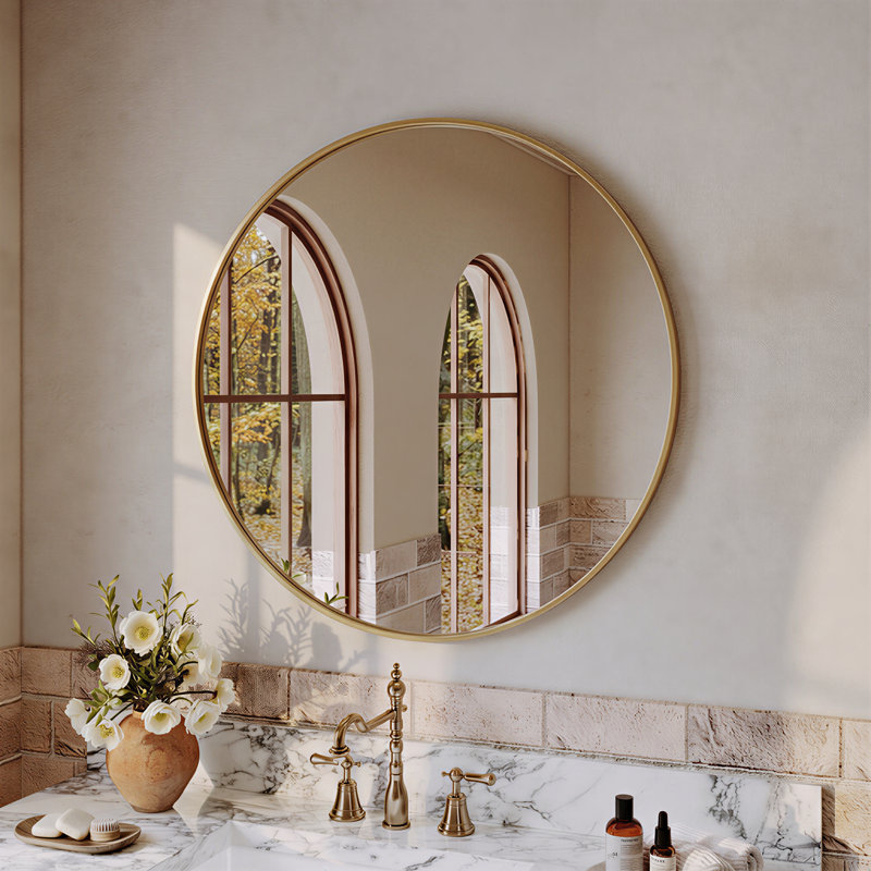 Miroir de salle de bain Lunara, 18 po x 18 po, Gold