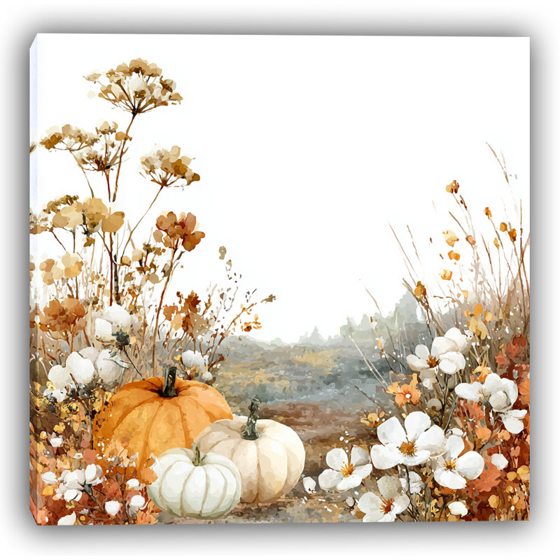 Rustic Meadow Pumpkins Wrapped Canvas Wall Art, 30" H x 30" W