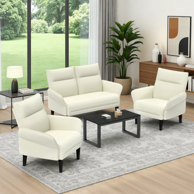 Ensemble de salon 3 pièces avec plateau latéral et structure en métal