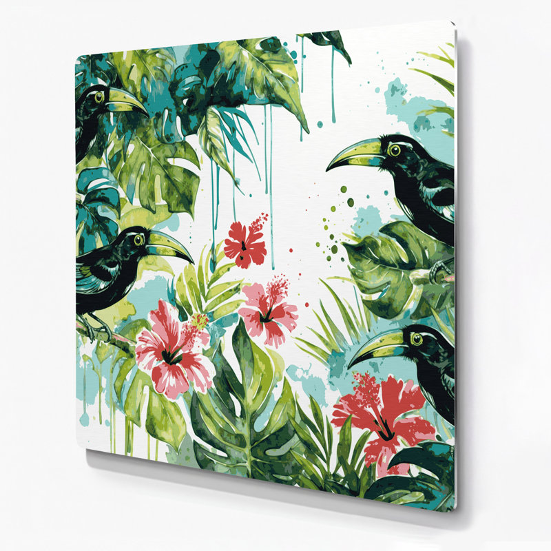 Oiseau hawaïen, art mural beige en métal, H 12 po x l 12 po