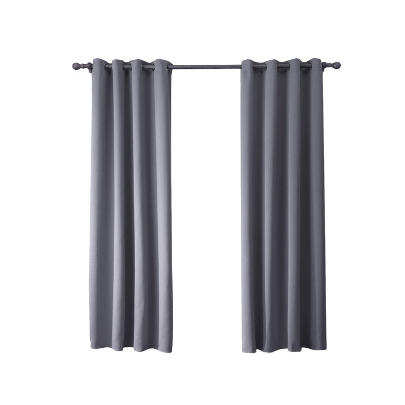 Bedroom Blackout (85% Block) Curtains Two Pieces of 49" Wide x 63" Height Total Grey Thick Quality
