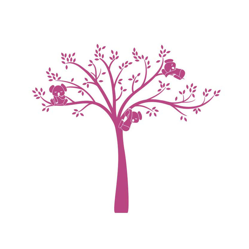 Koala Cuteness Plants & Flowers Non-Wall Damaging Wall Decal, Dark Pink