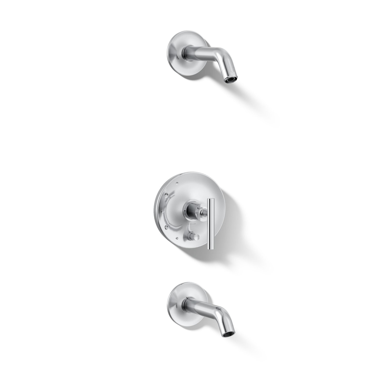 Purist Rite-Temp Bath And Shower Trim Set With Push-Button Diverter And Lever Handle, Less Showerhead, Polished Chrome
