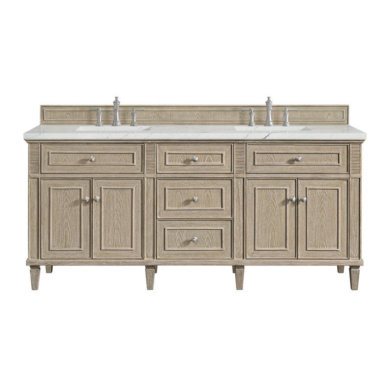 Lorelai 72 in. Double Vanity, Whitewashed Oak, Ethereal Noctis