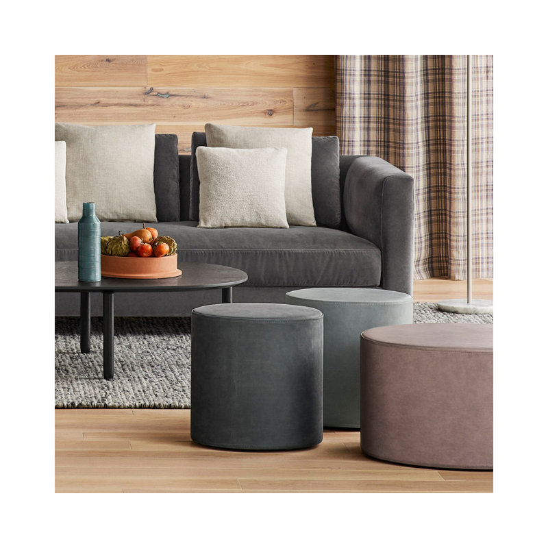 Bumper Round Pouf, Vesper Light Gray