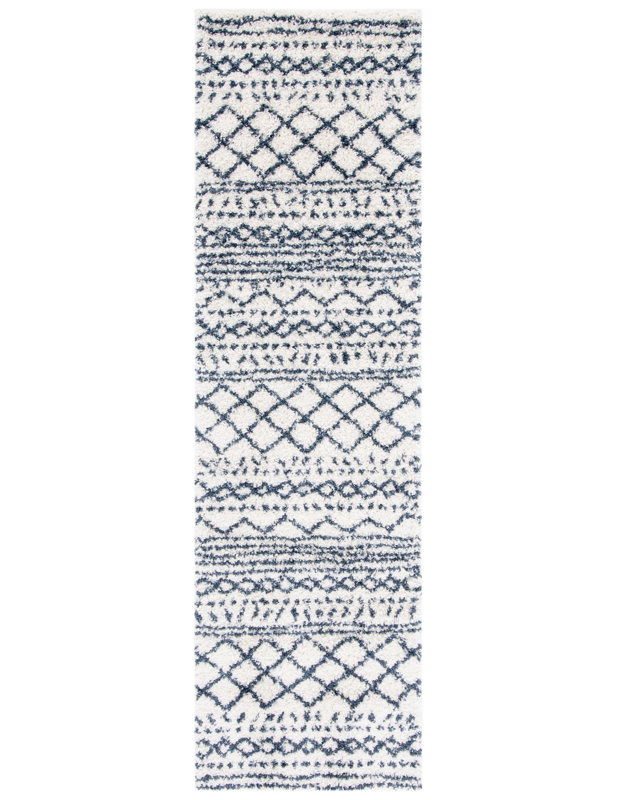 Develin Performance Chevron Rug, Runner 2'3" x 8', Ivory/Slate