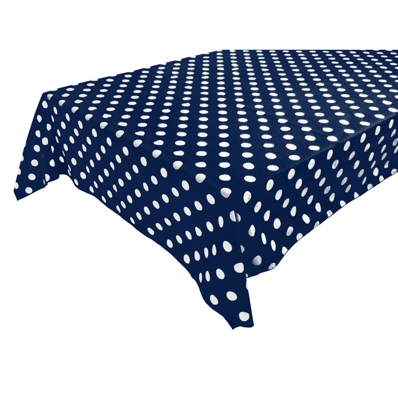 Polka Dots Print Tablecloths, 144" L x 58" W, White/Navy