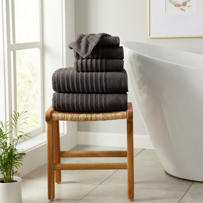 100% Zero-Twist Cotton Ribbed Hand Towels (Set of 6)