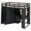 Lit mezzanine simple avec bureau, grande armoire, plateau à clavier coulissant, station de charge et projecteurs, noir-212441325